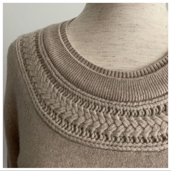 Burberry Cable Knit York Cashmere Sweater in Taupe Melange - Picture 3 of 11